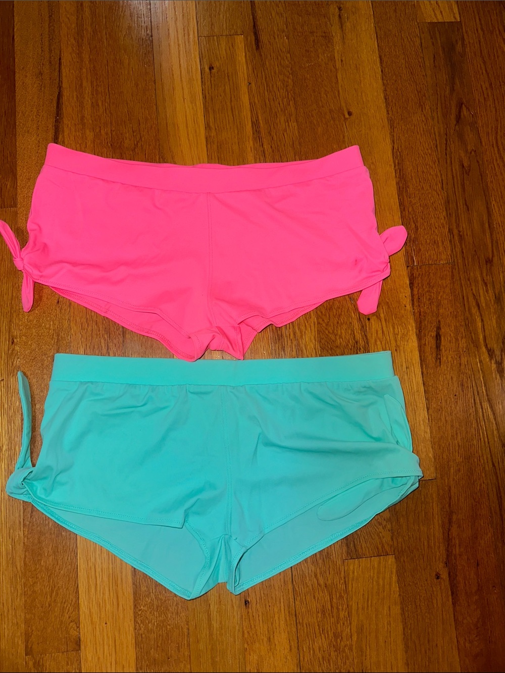 Victoria's Secret Neon Pink & Aqua Boyshort Swim Bottoms